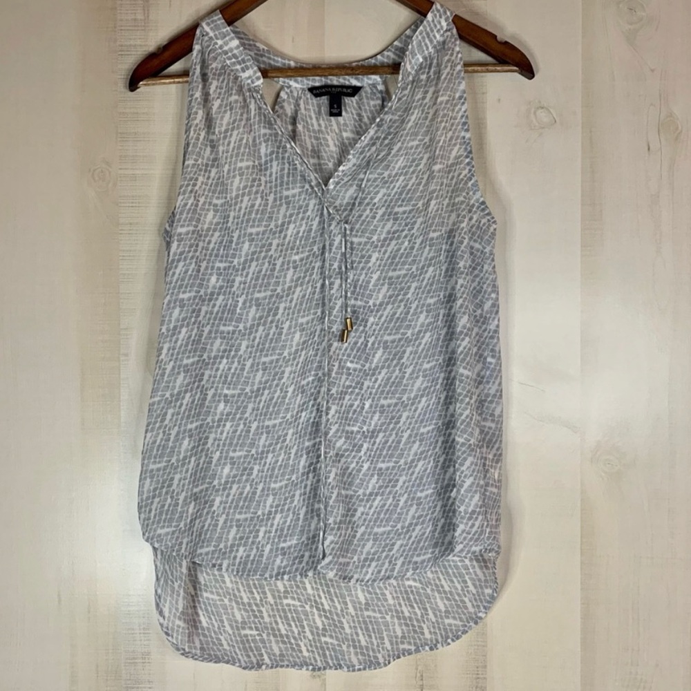 Banana Republic Snakeskin Sheer Gray & White Top S